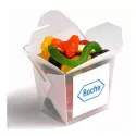 branded 100g Mixed Lollies Packed in Frosted Noodle Boxes, from our range of promotional Lollies &amp; Sweets