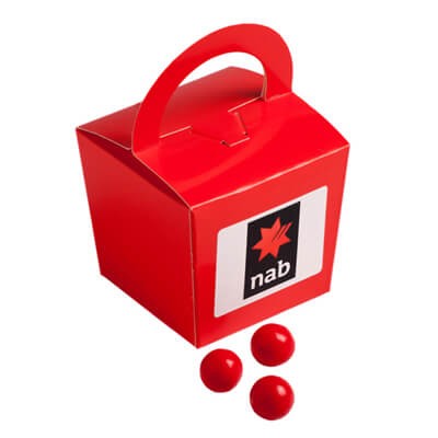 branded 100g Orange Chocolate Drops Packed in Coloured Noodle Boxes, from our range of promotional Branded Chocolates