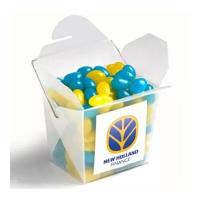 branded 100g Jelly Beans Packed in Frosted Noodle Boxes, from our range of promotional Promotional Jelly Beans