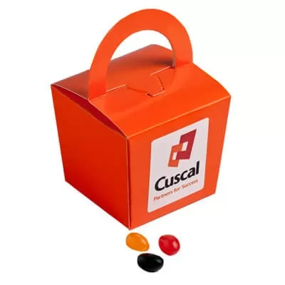 branded 100g Jelly Beans Packed in Coloured Noodle Boxes, from our range of promotional Promotional Jelly Beans