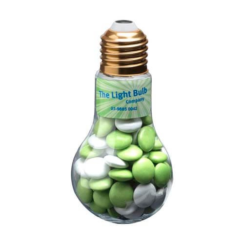 branded 100g Chocolate Beans Packed in Light Bulbs, from our range of promotional Branded Chocolates