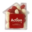 branded 50g Jelly Beans Packed in Acrylic Houses, from our range of promotional Promotional Jelly Beans