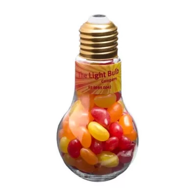 branded 100g Jelly Beans Packed in Light Bulbs, from our range of promotional Promotional Jelly Beans