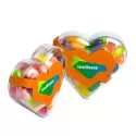 branded 50g Jelly Belly, Jelly Beans Packed in Acrylic Hearts, from our range of promotional Promotional Jelly Beans