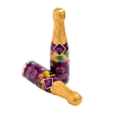 branded 220g Jelly Beans Packed in Champagne Bottles, from our range of promotional Promotional Jelly Beans