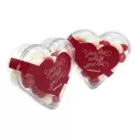 branded 50g Jelly Beans Packed in Acrylic Hearts, from our range of promotional Promotional Jelly Beans