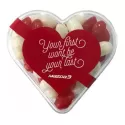 branded 50g Jelly Beans Packed in Acrylic Hearts, from our range of promotional Promotional Jelly Beans