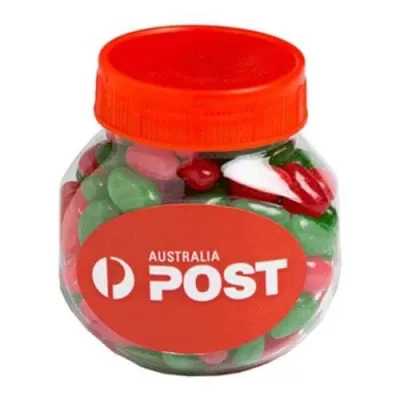 branded 170g Christmas Jelly Beans Packed in Plastic Bottles, from our range of promotional Promotional Jelly Beans