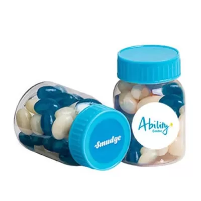 branded 50g Jelly Beans Packed in Screw Top Bottles, from our range of promotional Promotional Jelly Beans