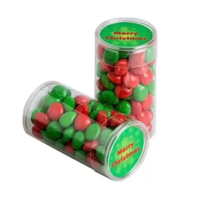branded 100g Christmas Chewy Fruits Packed in Pet Tubs, from our range of promotional Lollies & Sweets