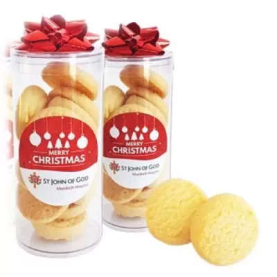 branded 16 Traditional Shortbread Cookie Packed in Pet Tubs, from our range of promotional Biscuits & Cookies