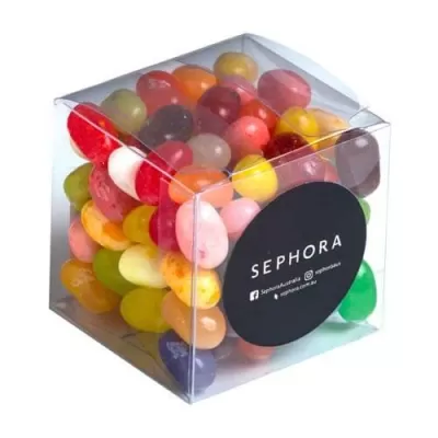 branded 110g Jelly Belly, Jelly Beans Packed in Cubes, from our range of promotional Promotional Jelly Beans