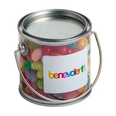 branded 180g Jelly Belly, Jelly Beans Packed in Small PVC Buckets, from our range of promotional Promotional Jelly Beans