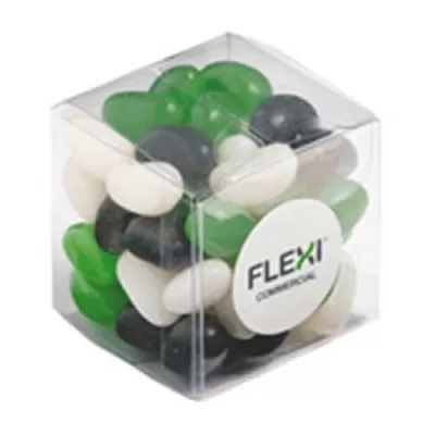 branded 60g Jelly Beans Packed in Cubes, from our range of promotional Promotional Jelly Beans