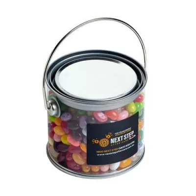 branded 400g Jelly Belly, Jelly Beans Packed in Medium PVC Buckets, from our range of promotional Promotional Jelly Beans