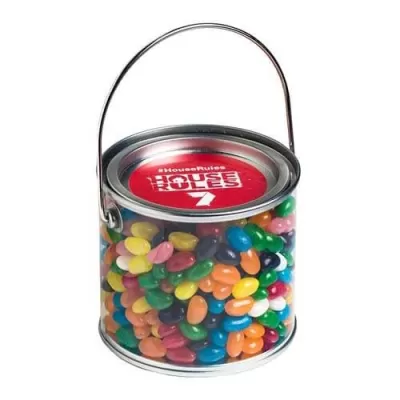 branded 400g Jelly Beans Packed in Medium PVC Buckets, from our range of promotional Promotional Jelly Beans