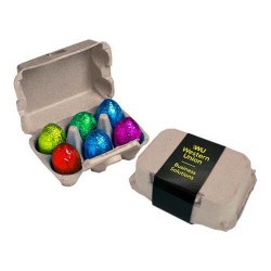 branded 6 Chocolate Easter Eggs Packed in Carton, from our range of promotional Chocolate Bars & Boxes