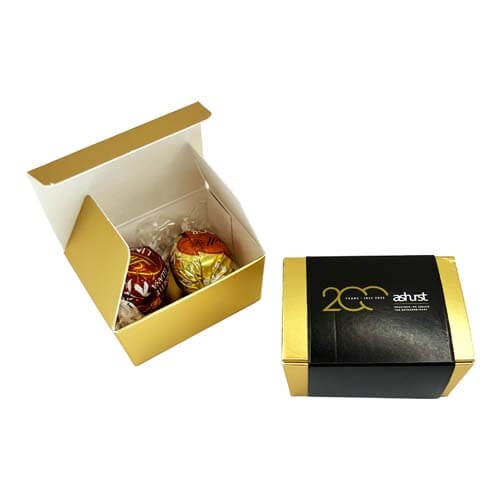 branded 2 Pack Lindt Balls Packed in Gift Box, from our range of promotional Chocolate Bars & Boxes