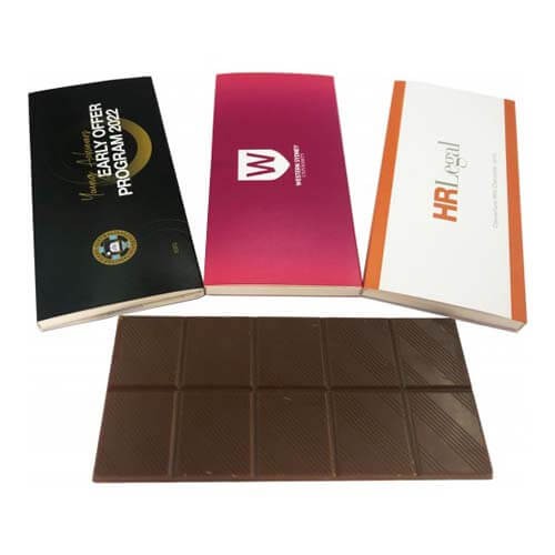 branded 100g Chocolate Bar Silver foil Packed in Glossy White Box, from our range of promotional Chocolate Bars &amp; Boxes
