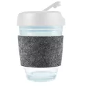 Vienna 320ml Flip Lid RPET Band Borosilicate Coffee Cup