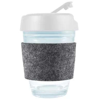 Vienna 320ml Flip Lid RPET Band Borosilicate Coffee Cup