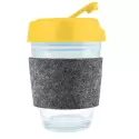 Vienna 320ml Flip Lid RPET Band Borosilicate Coffee Cup