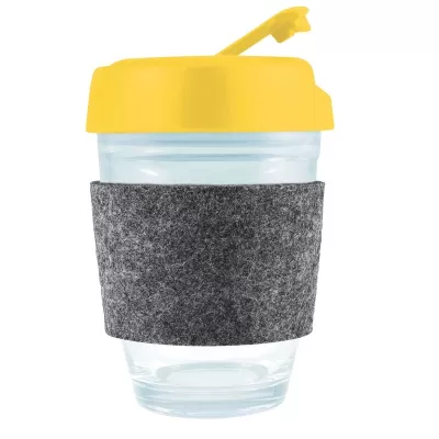 Vienna 320ml Flip Lid RPET Band Borosilicate Coffee Cup