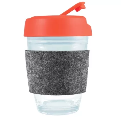 Vienna 320ml Flip Lid RPET Band Borosilicate Coffee Cup