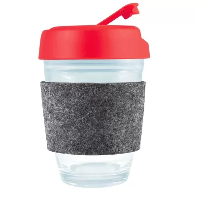 Vienna 320ml Flip Lid RPET Band Borosilicate Coffee Cup