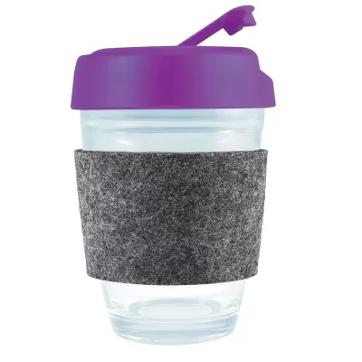 Vienna 320ml Flip Lid RPET Band Borosilicate Coffee Cup
