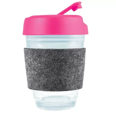 Vienna 320ml Flip Lid RPET Band Borosilicate Coffee Cup