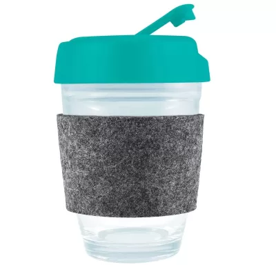 Vienna 320ml Flip Lid RPET Band Borosilicate Coffee Cup