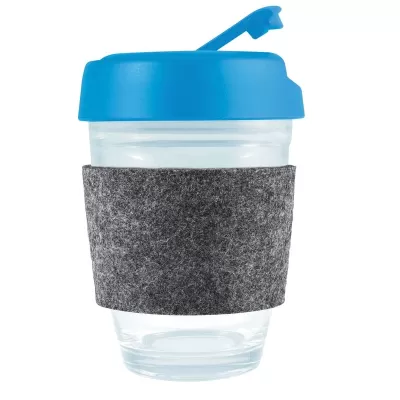 Vienna 320ml Flip Lid RPET Band Borosilicate Coffee Cup