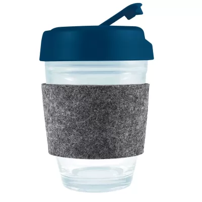Vienna 320ml Flip Lid RPET Band Borosilicate Coffee Cup