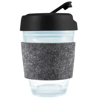 Vienna 320ml Flip Lid RPET Band Borosilicate Coffee Cup