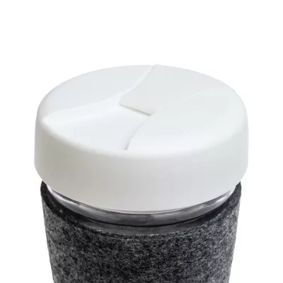 Vienna 320ml Flip Lid RPET Band Borosilicate Coffee Cup