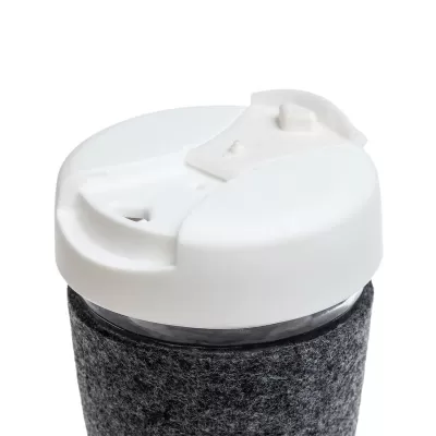 Vienna 320ml Flip Lid RPET Band Borosilicate Coffee Cup