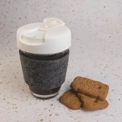 Vienna 320ml Flip Lid RPET Band Borosilicate Coffee Cup