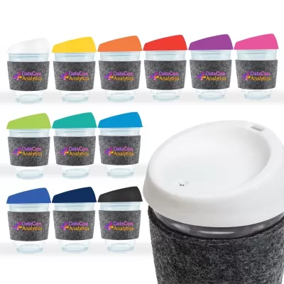 Vienna 320ml Silicone Lid RPET Band Borosilicate Coffee Cup
