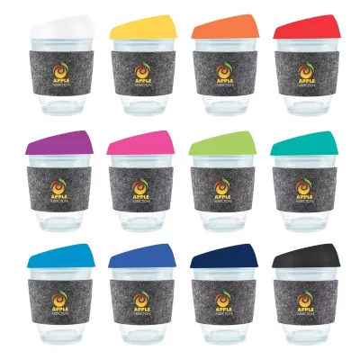 Vienna 320ml Silicone Lid RPET Band Borosilicate Coffee Cup