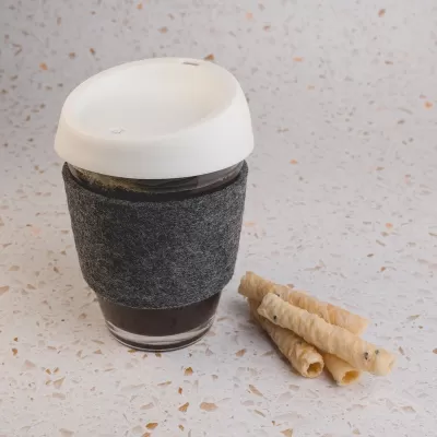 Vienna 320ml Silicone Lid RPET Band Borosilicate Coffee Cup