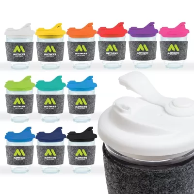 Vienna 320ml Snap Lid RPET Band Borosilicate Coffee Cup