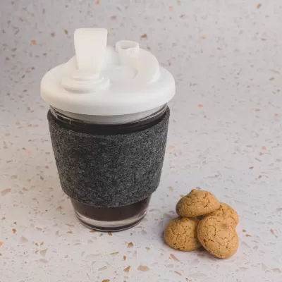Vienna 320ml Snap Lid RPET Band Borosilicate Coffee Cup