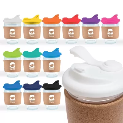 Vienna 320ml Snap Lid Cork Band Borosilicate Coffee Cup
