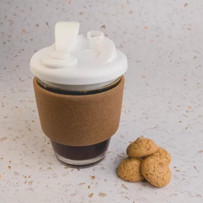 Vienna 320ml Snap Lid Cork Band Borosilicate Coffee Cup