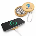 Reveal Circle Bamboo Wireless Charger Set