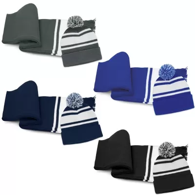 Commodore Acrylic Scarf and Beanie with Pom Pom Set