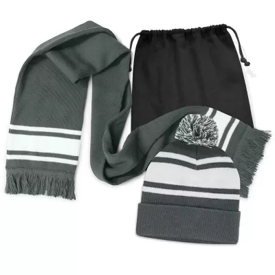 Commodore Acrylic Scarf and Beanie with Pom Pom Set