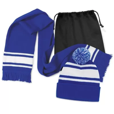 Commodore Acrylic Scarf and Beanie with Pom Pom Set