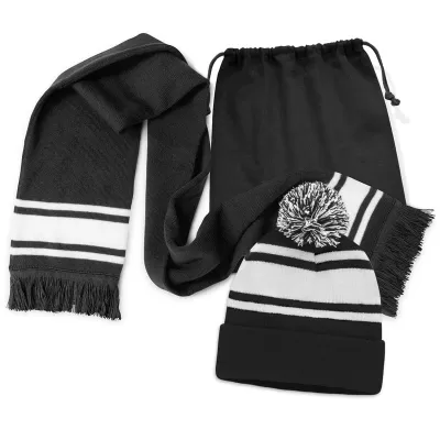 Commodore Acrylic Scarf and Beanie with Pom Pom Set